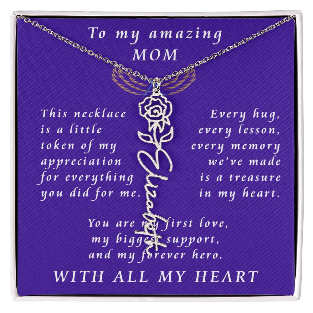 For Mother Birthday Flower Name Necklace