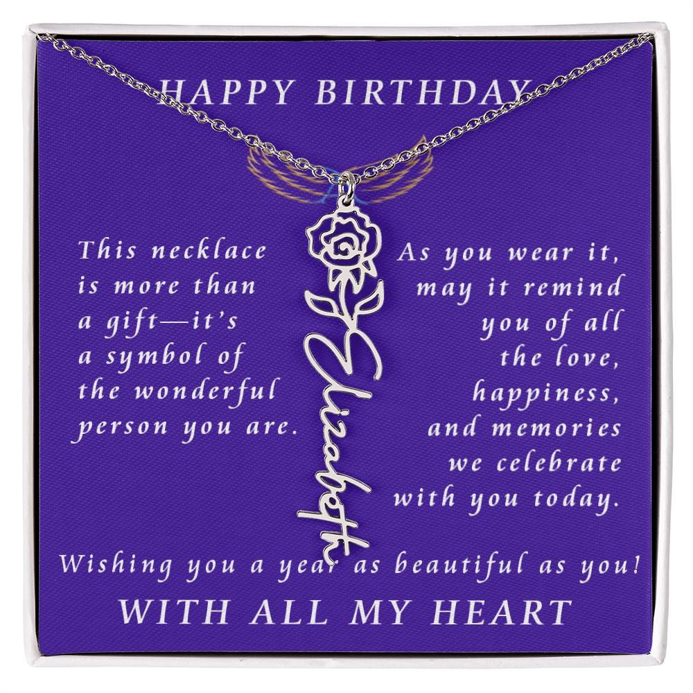 A Personalized Birthday Treasure Flower Name Necklace