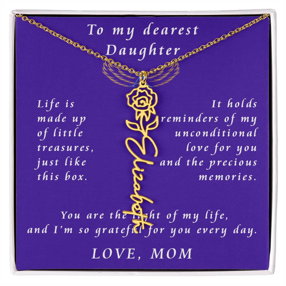 A Mother's Timeless Gift for Her Daughter Flower Name Necklace From Mother to Daughter