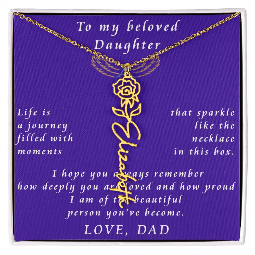 A Father's Timeless Love for His Daughter Flower Name Necklace From Father to Daughter