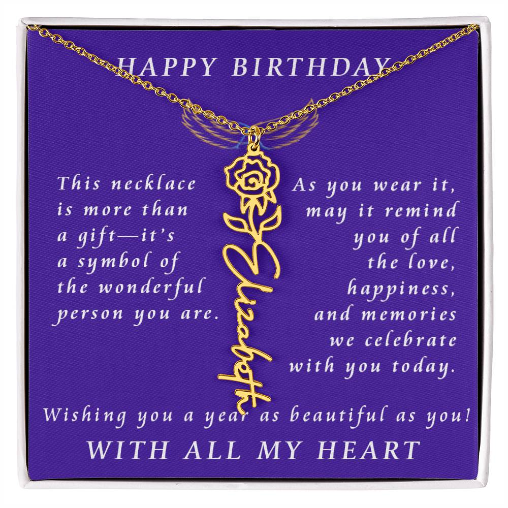 A Personalized Birthday Treasure Flower Name Necklace