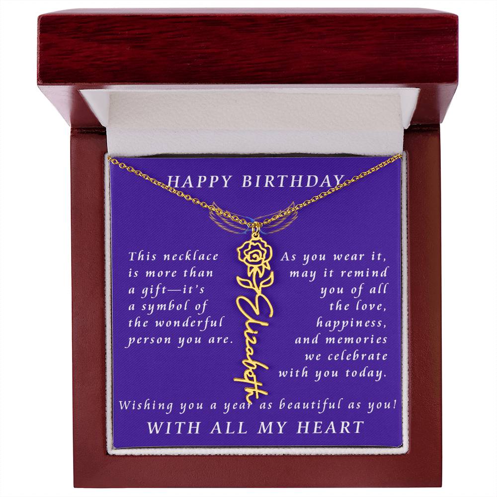 A Personalized Birthday Treasure Flower Name Necklace