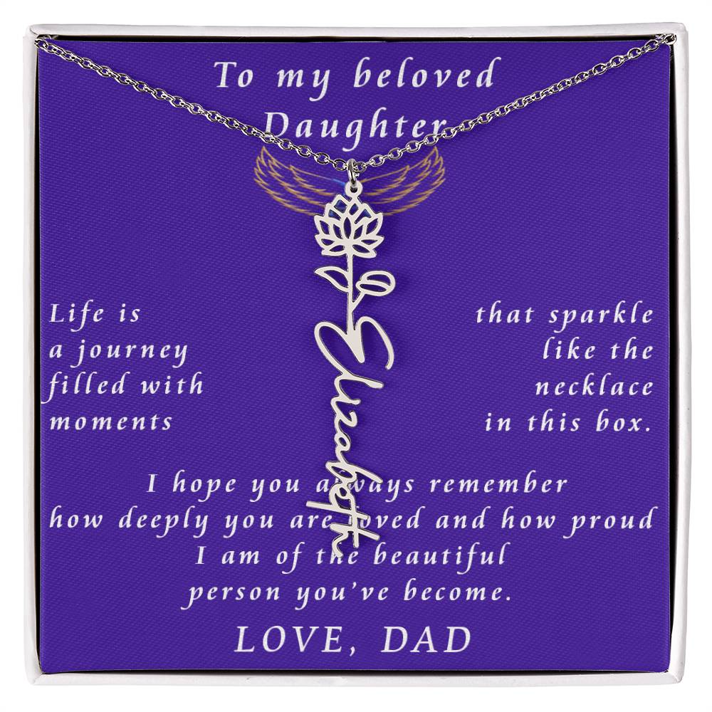 A Father's Timeless Love for His Daughter Flower Name Necklace From Father to Daughter