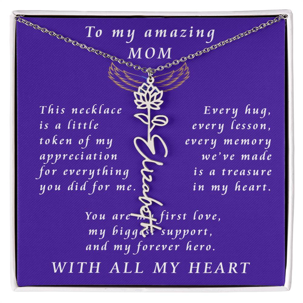 For Mother Birthday Flower Name Necklace