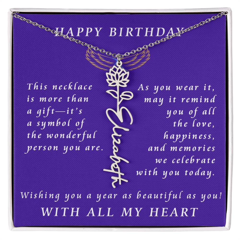 A Personalized Birthday Treasure Flower Name Necklace