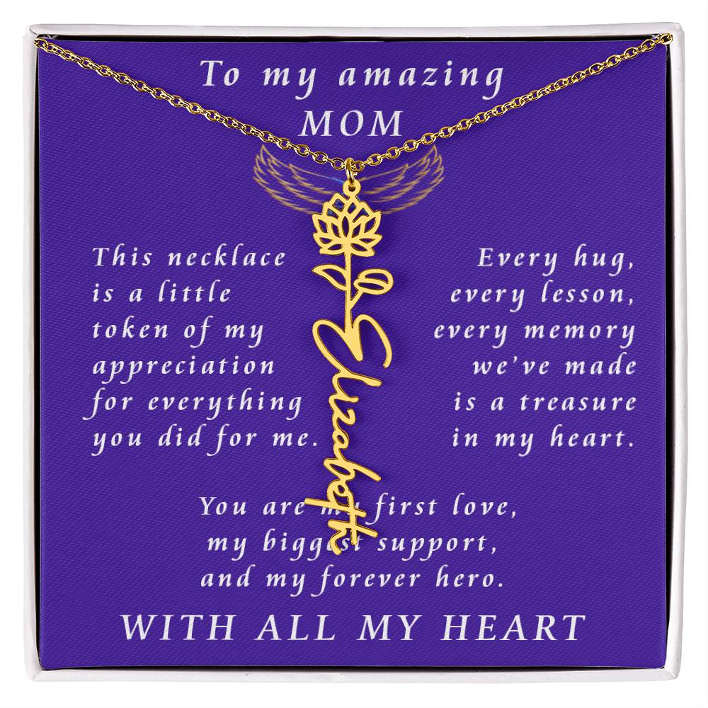 For Mother Birthday Flower Name Necklace