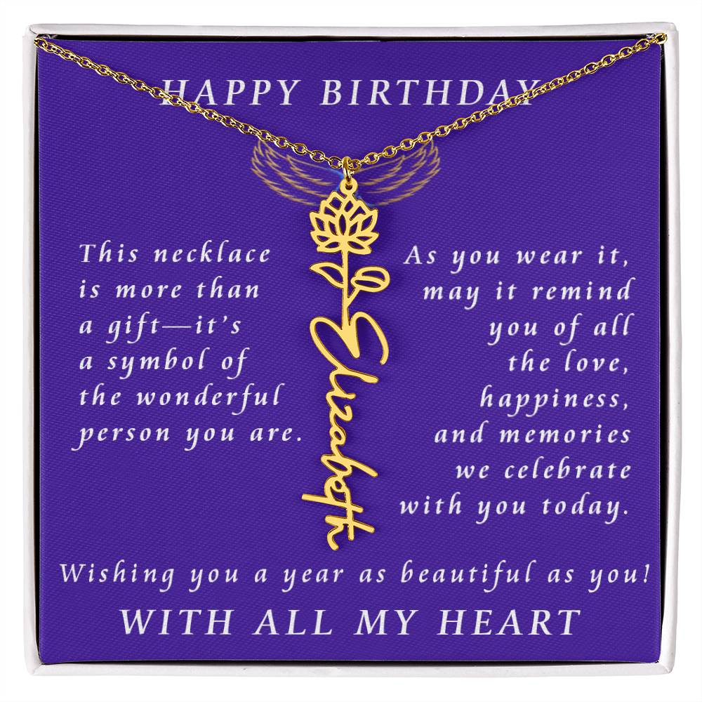 A Personalized Birthday Treasure Flower Name Necklace