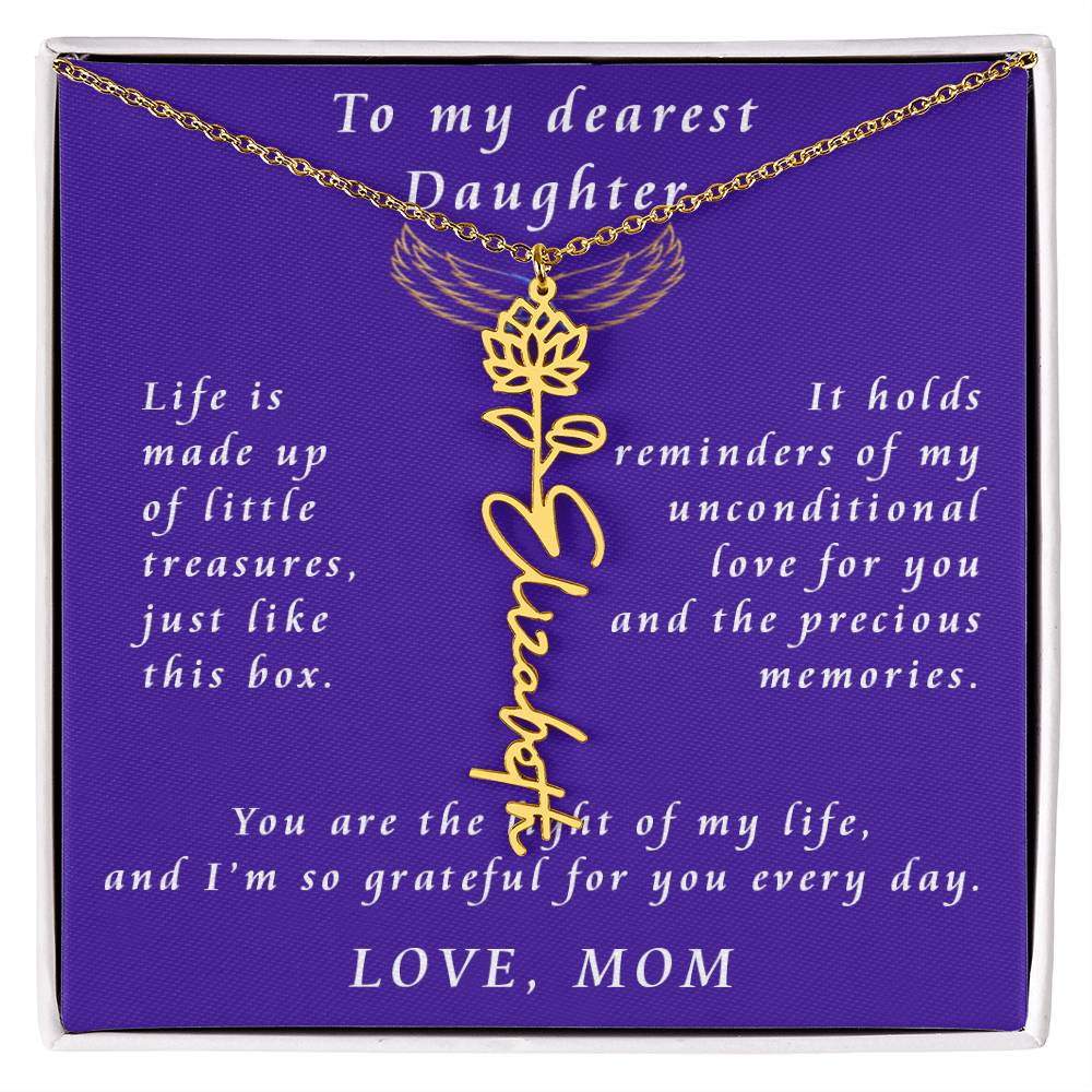 A Mother's Timeless Gift for Her Daughter Flower Name Necklace From Mother to Daughter