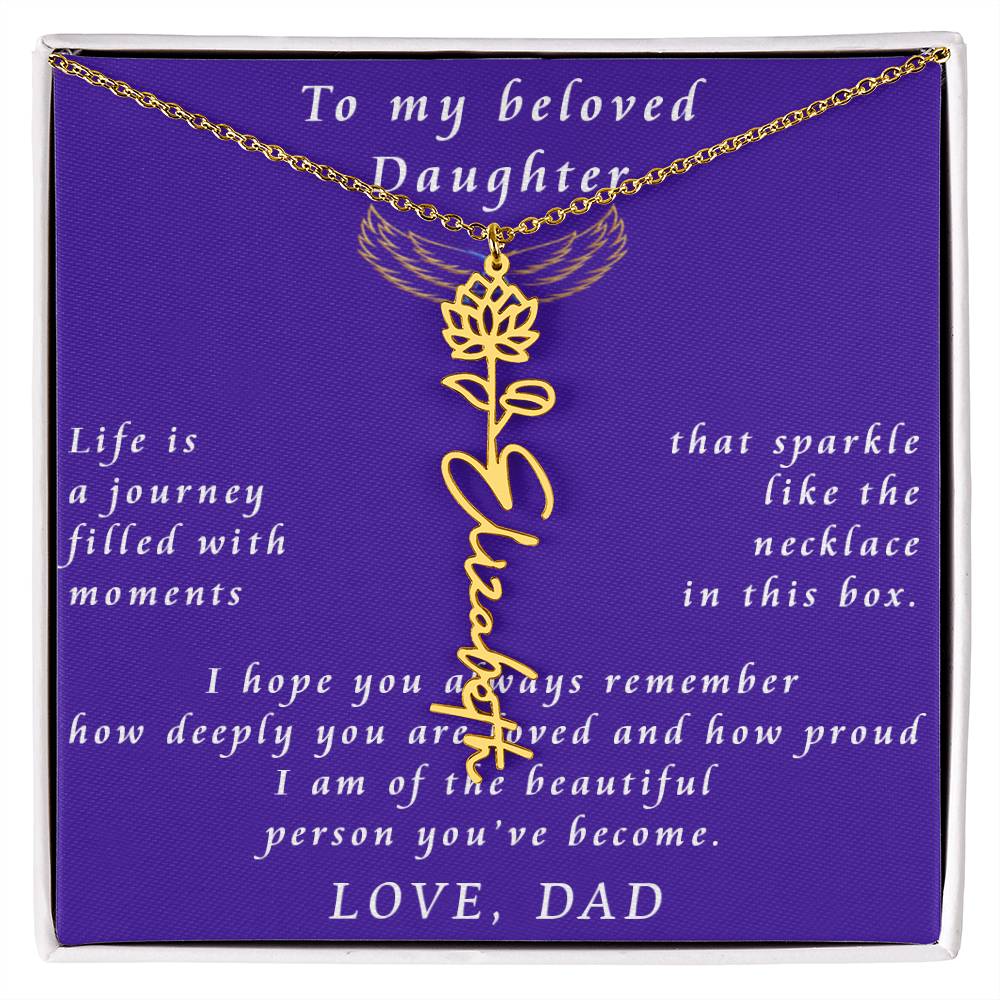 A Father's Timeless Love for His Daughter Flower Name Necklace From Father to Daughter