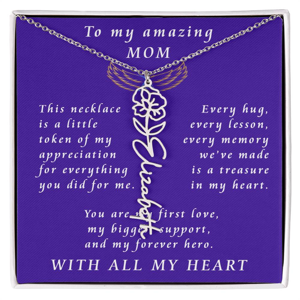 For Mother Birthday Flower Name Necklace