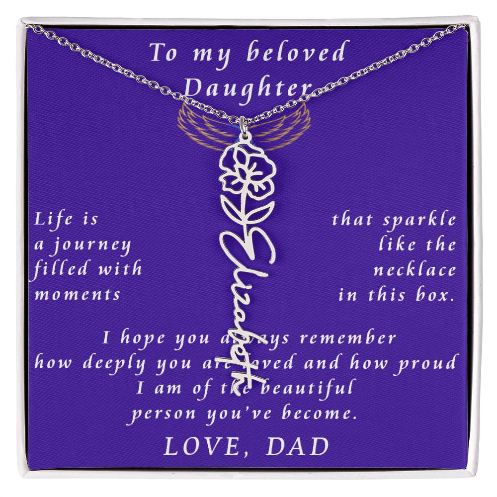 A Father's Timeless Love for His Daughter Flower Name Necklace From Father to Daughter