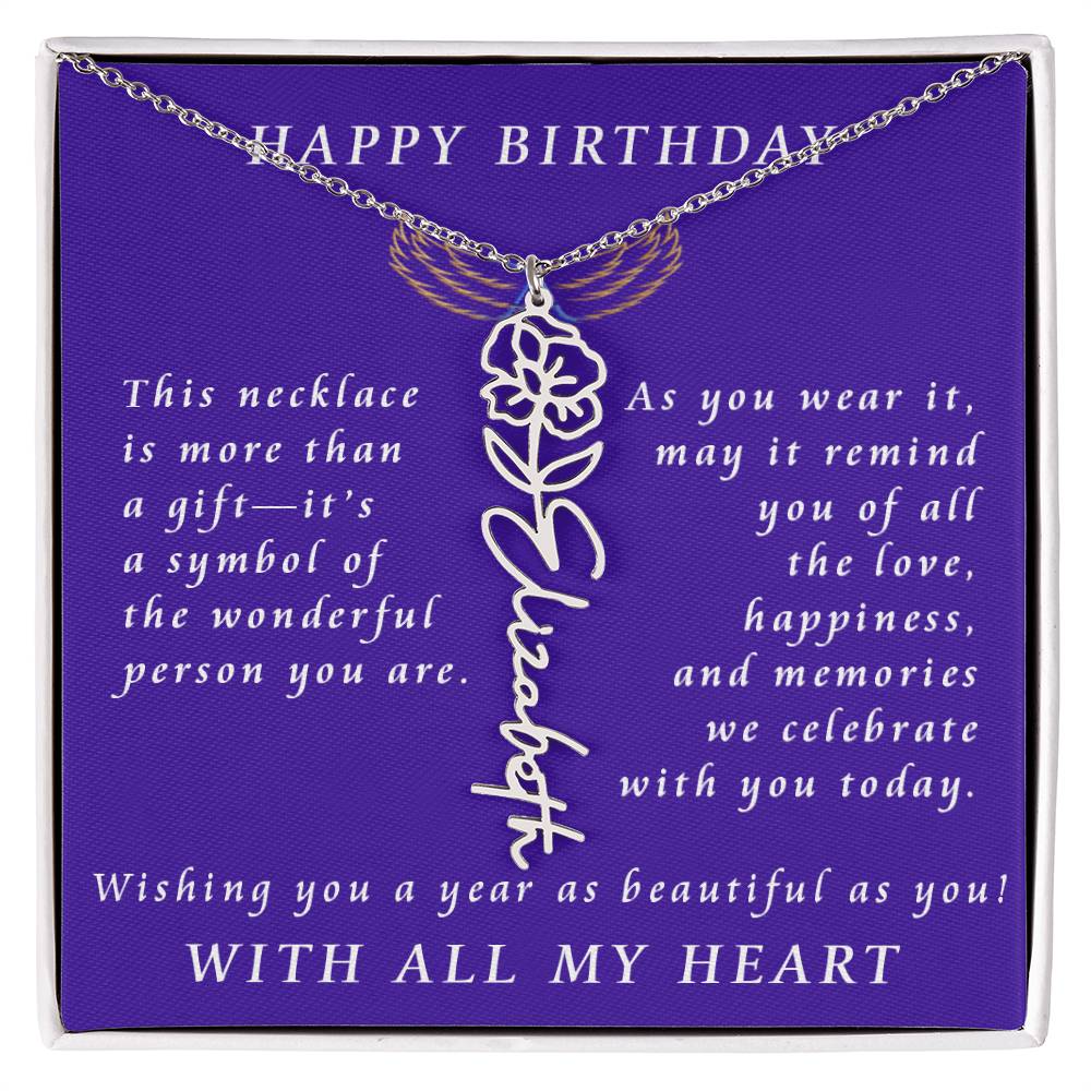 A Personalized Birthday Treasure Flower Name Necklace