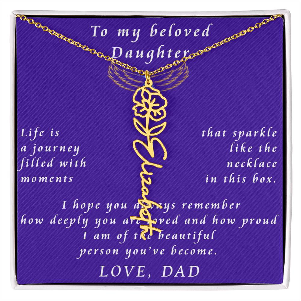 A Father's Timeless Love for His Daughter Flower Name Necklace From Father to Daughter