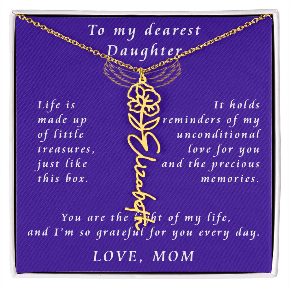 A Mother's Timeless Gift for Her Daughter Flower Name Necklace From Mother to Daughter
