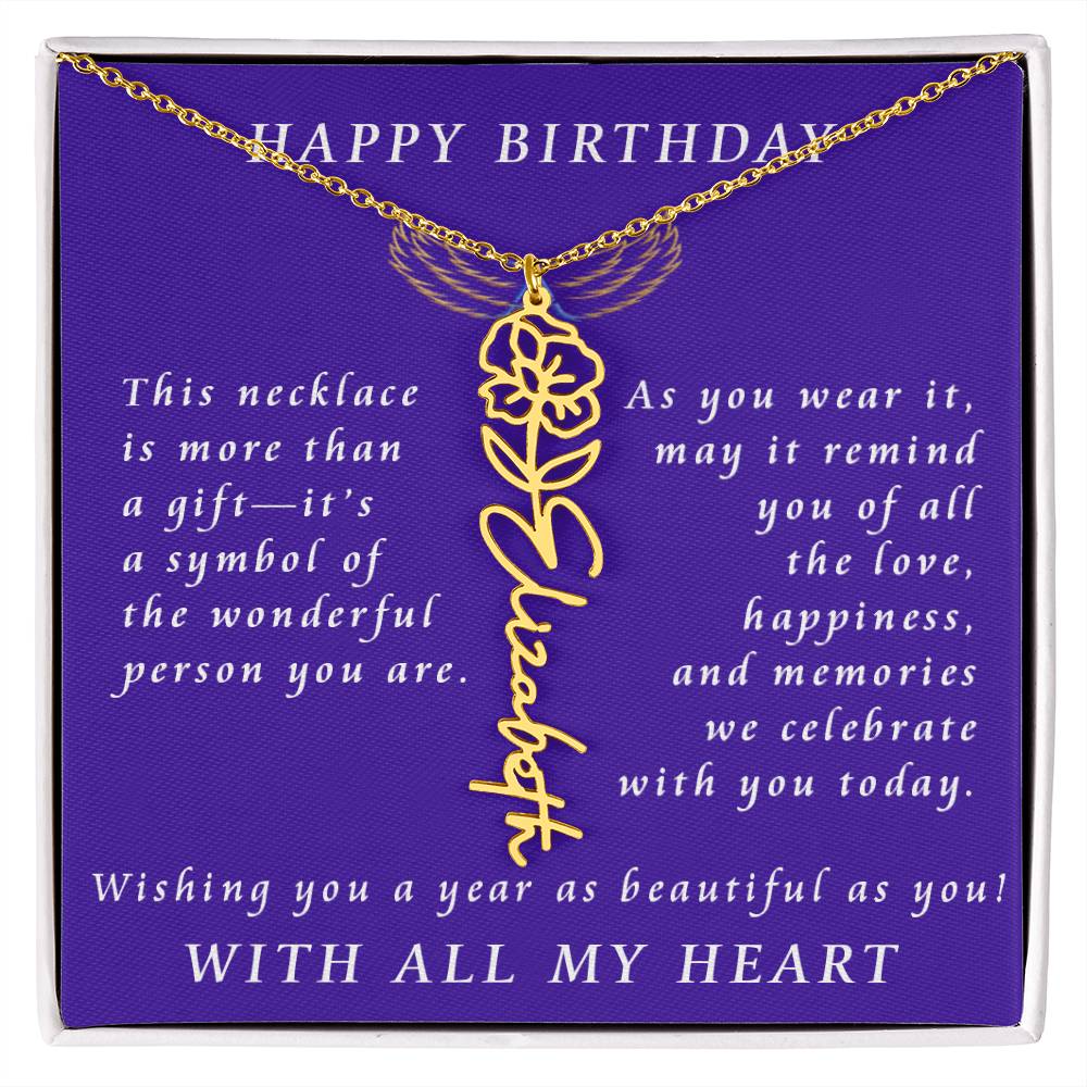 A Personalized Birthday Treasure Flower Name Necklace