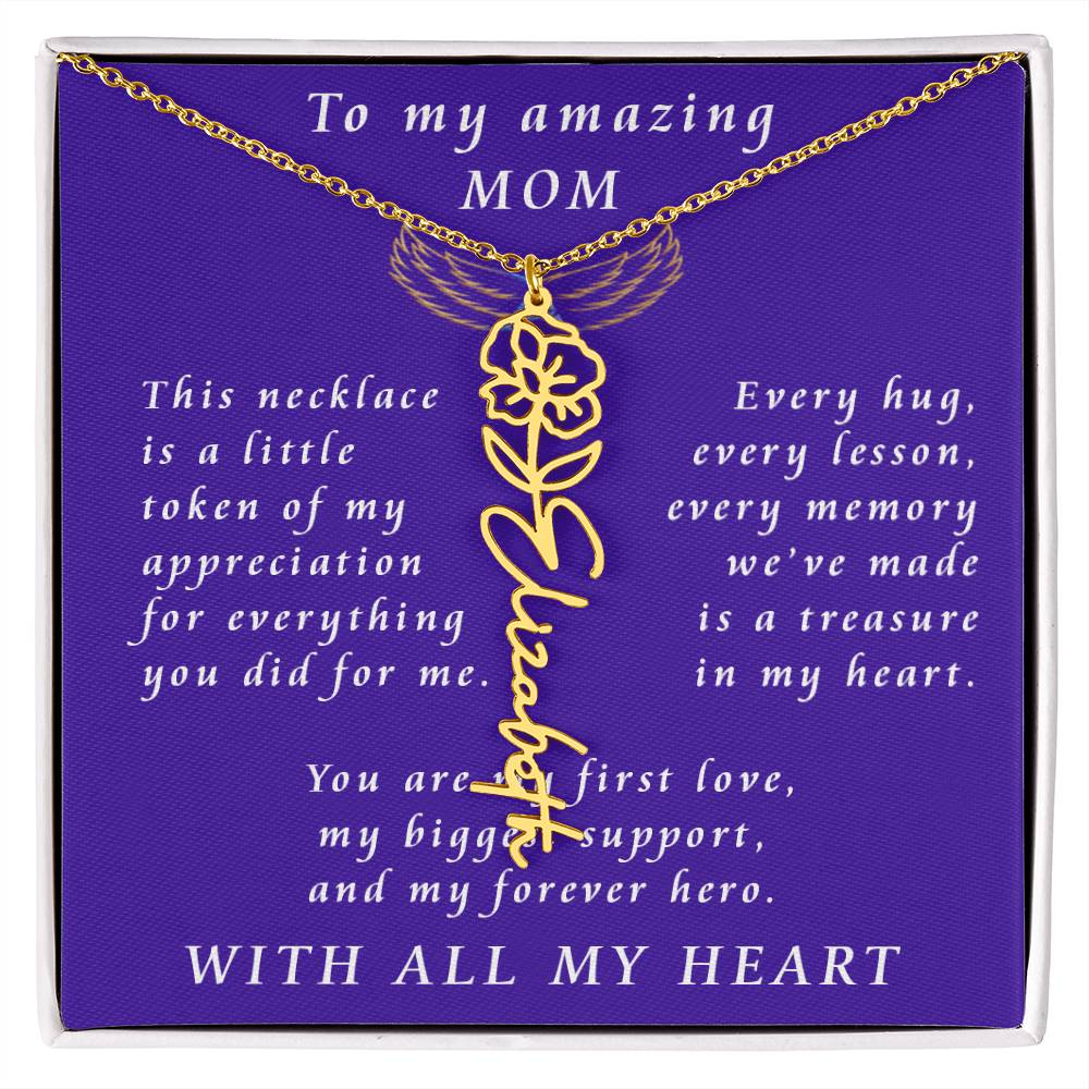 For Mother Birthday Flower Name Necklace