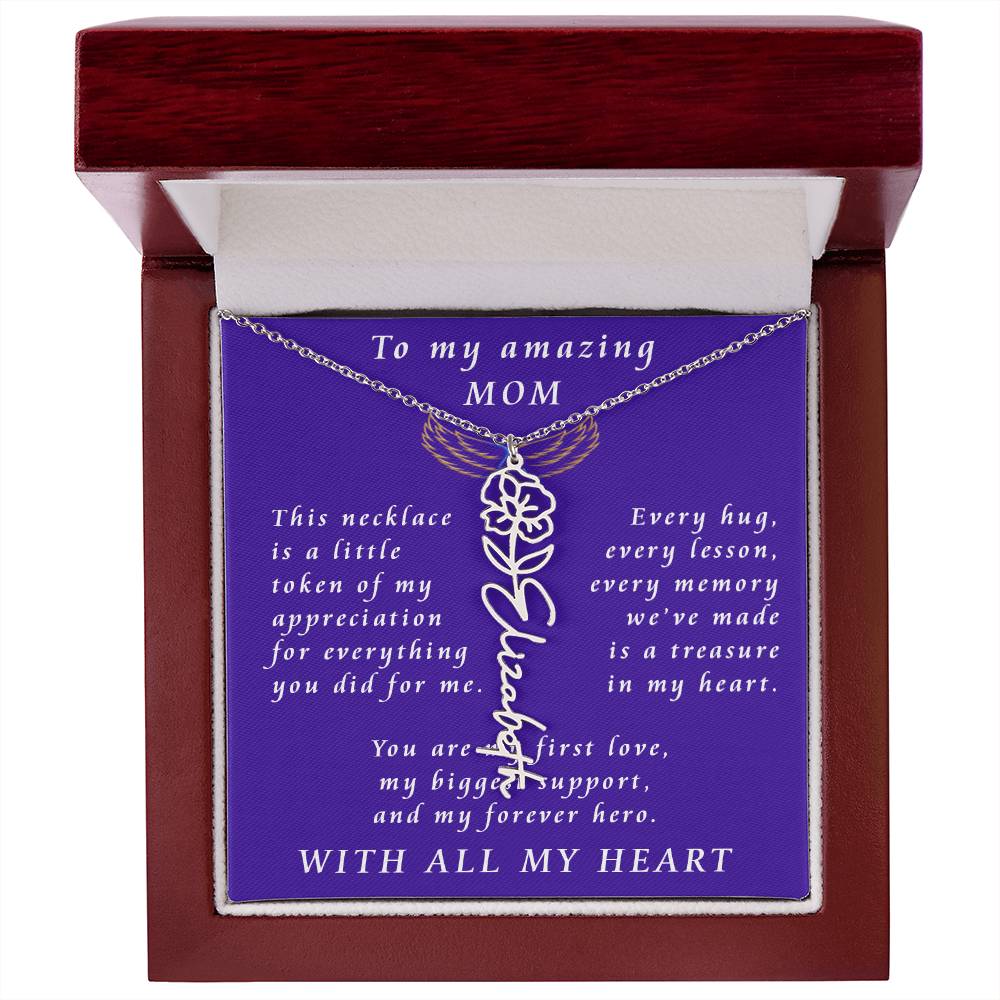 For Mother Birthday Flower Name Necklace