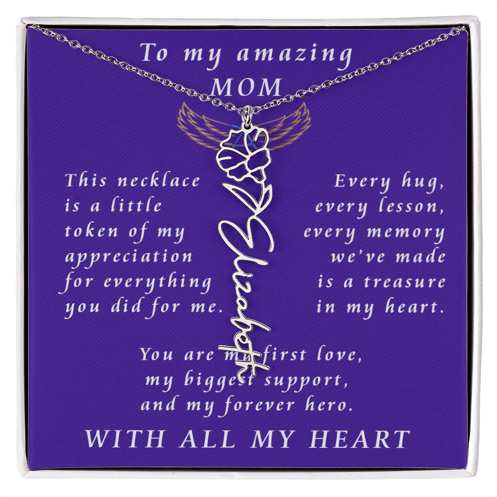 For Mother Birthday Flower Name Necklace