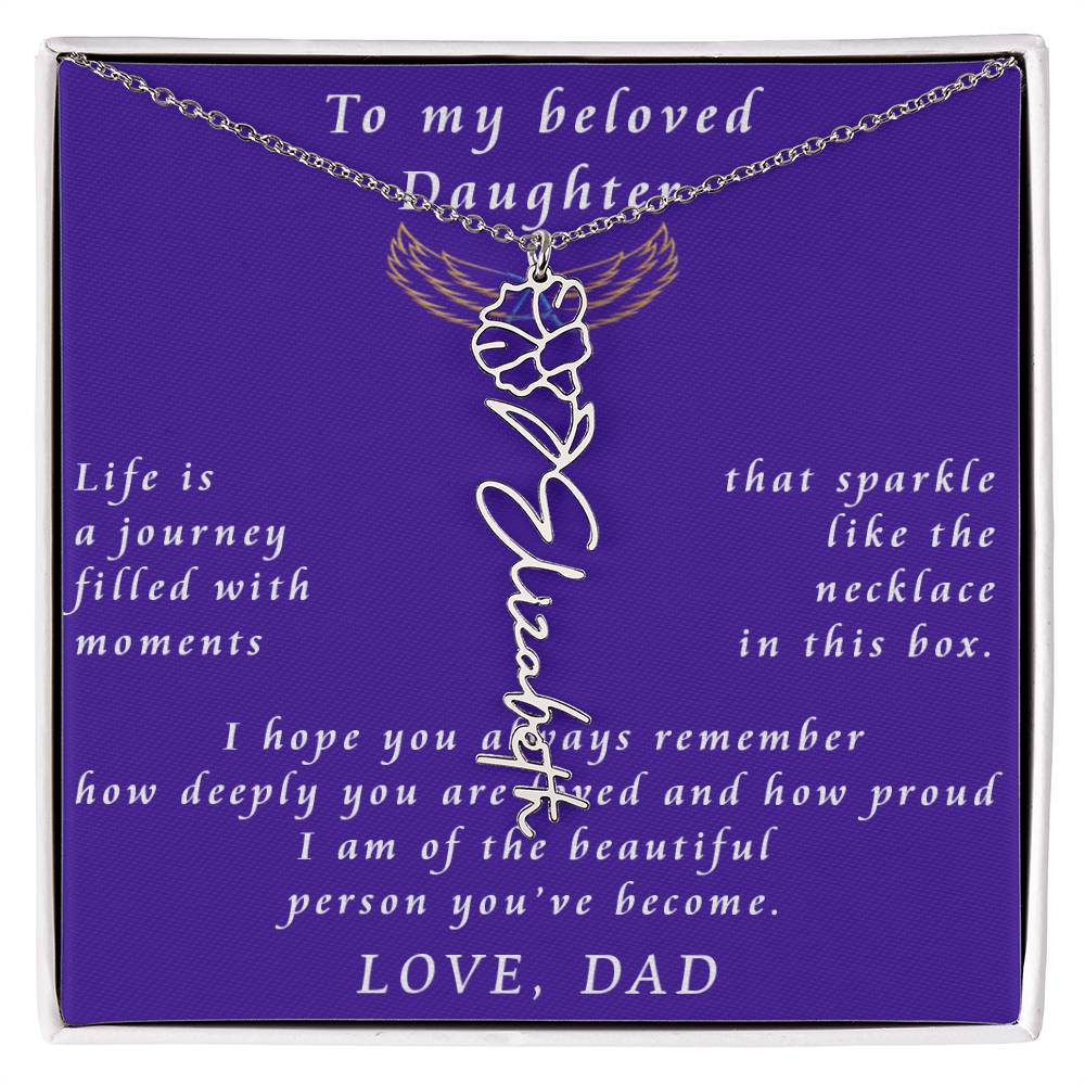 A Father's Timeless Love for His Daughter Flower Name Necklace From Father to Daughter