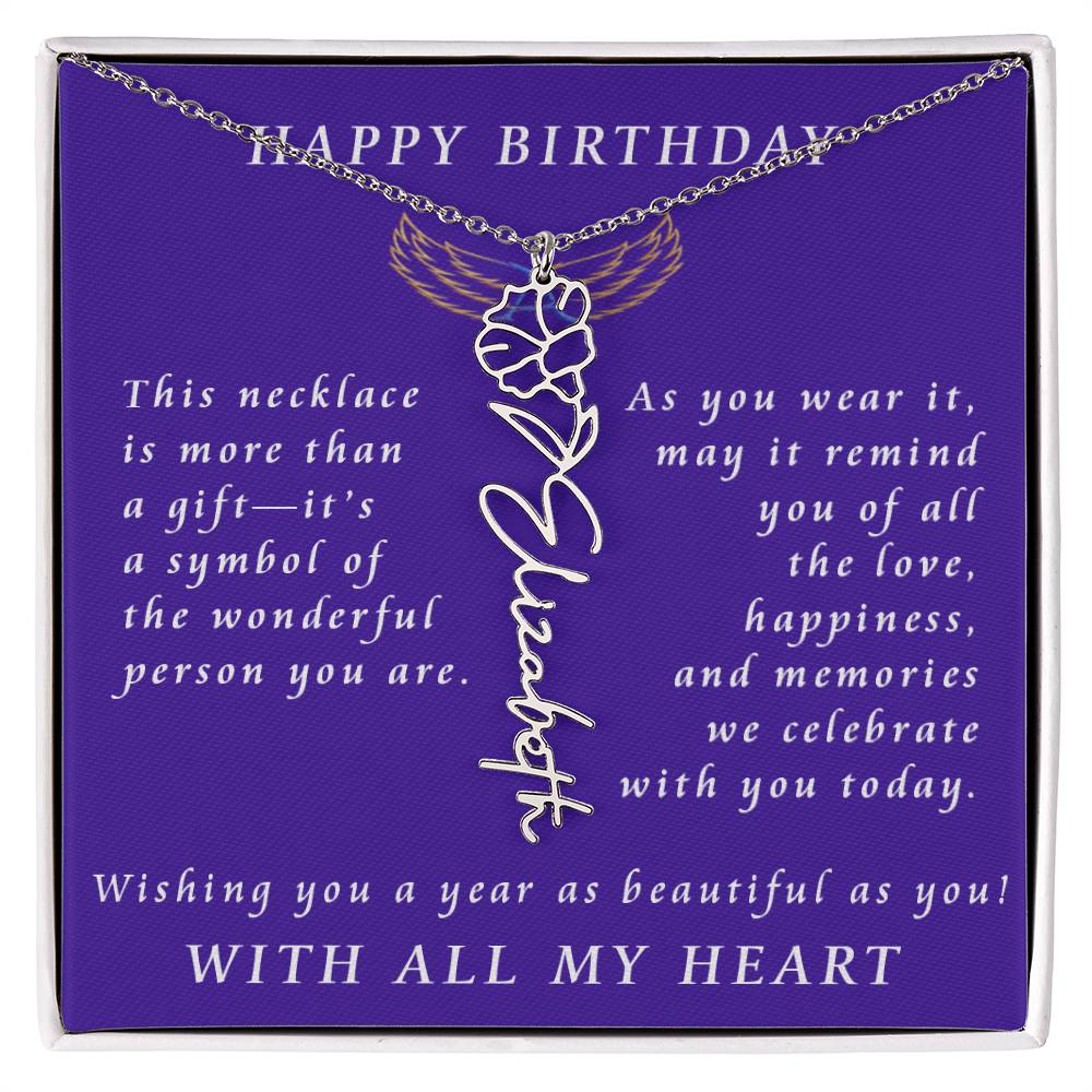 A Personalized Birthday Treasure Flower Name Necklace