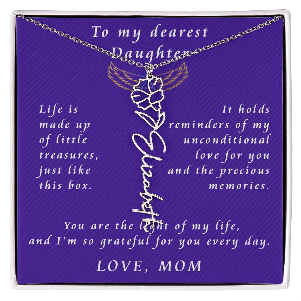 A Mother's Timeless Gift for Her Daughter Flower Name Necklace From Mother to Daughter