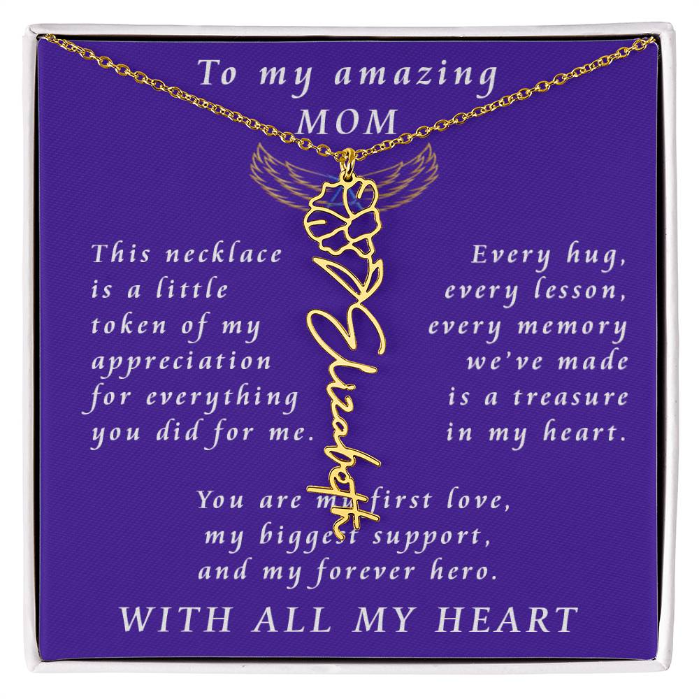 For Mother Birthday Flower Name Necklace