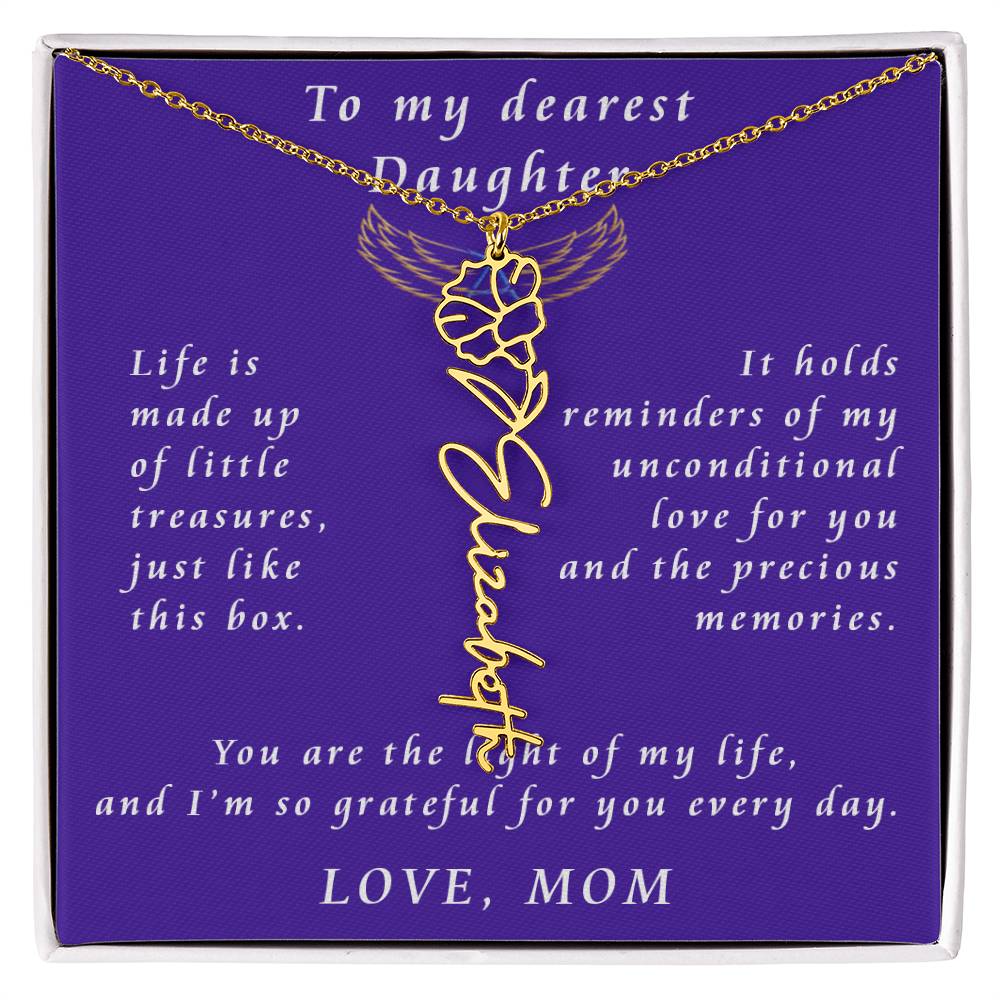 A Mother's Timeless Gift for Her Daughter Flower Name Necklace From Mother to Daughter
