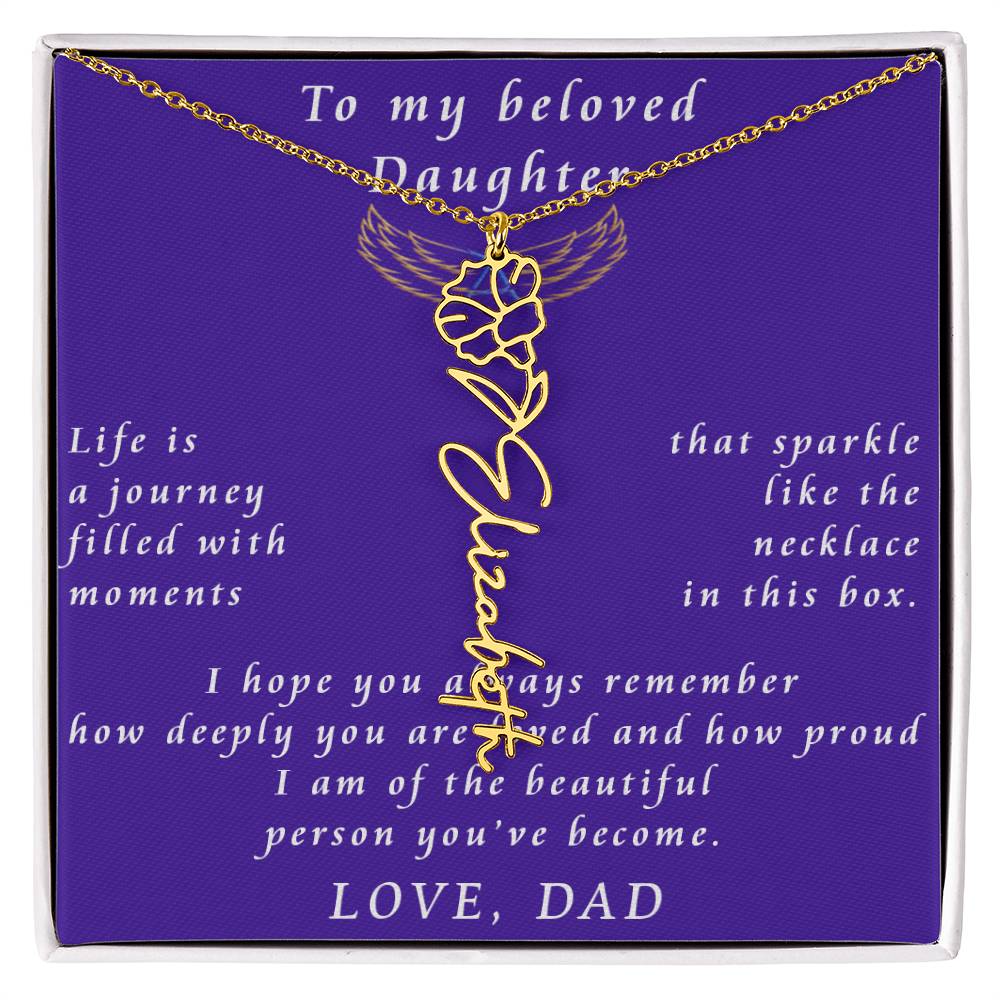 A Father's Timeless Love for His Daughter Flower Name Necklace From Father to Daughter