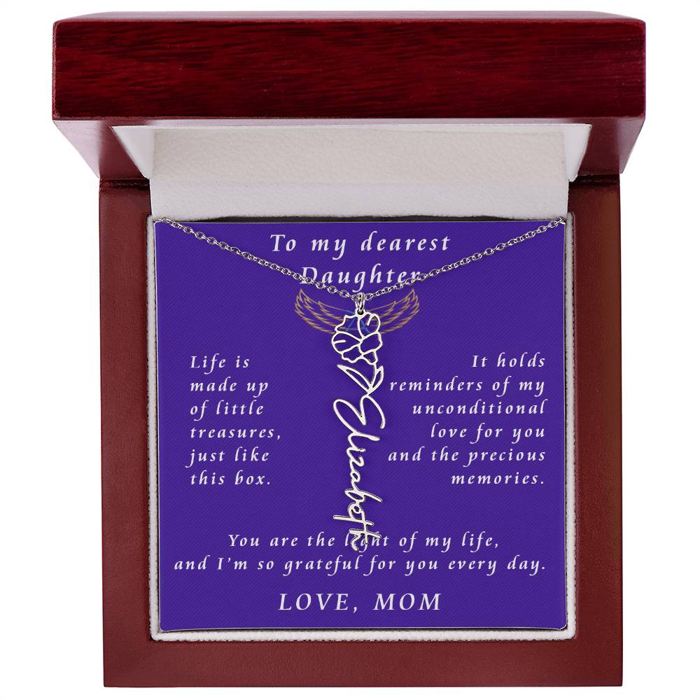 A Mother's Timeless Gift for Her Daughter Flower Name Necklace From Mother to Daughter