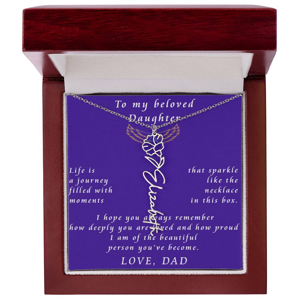 A Father's Timeless Love for His Daughter Flower Name Necklace From Father to Daughter