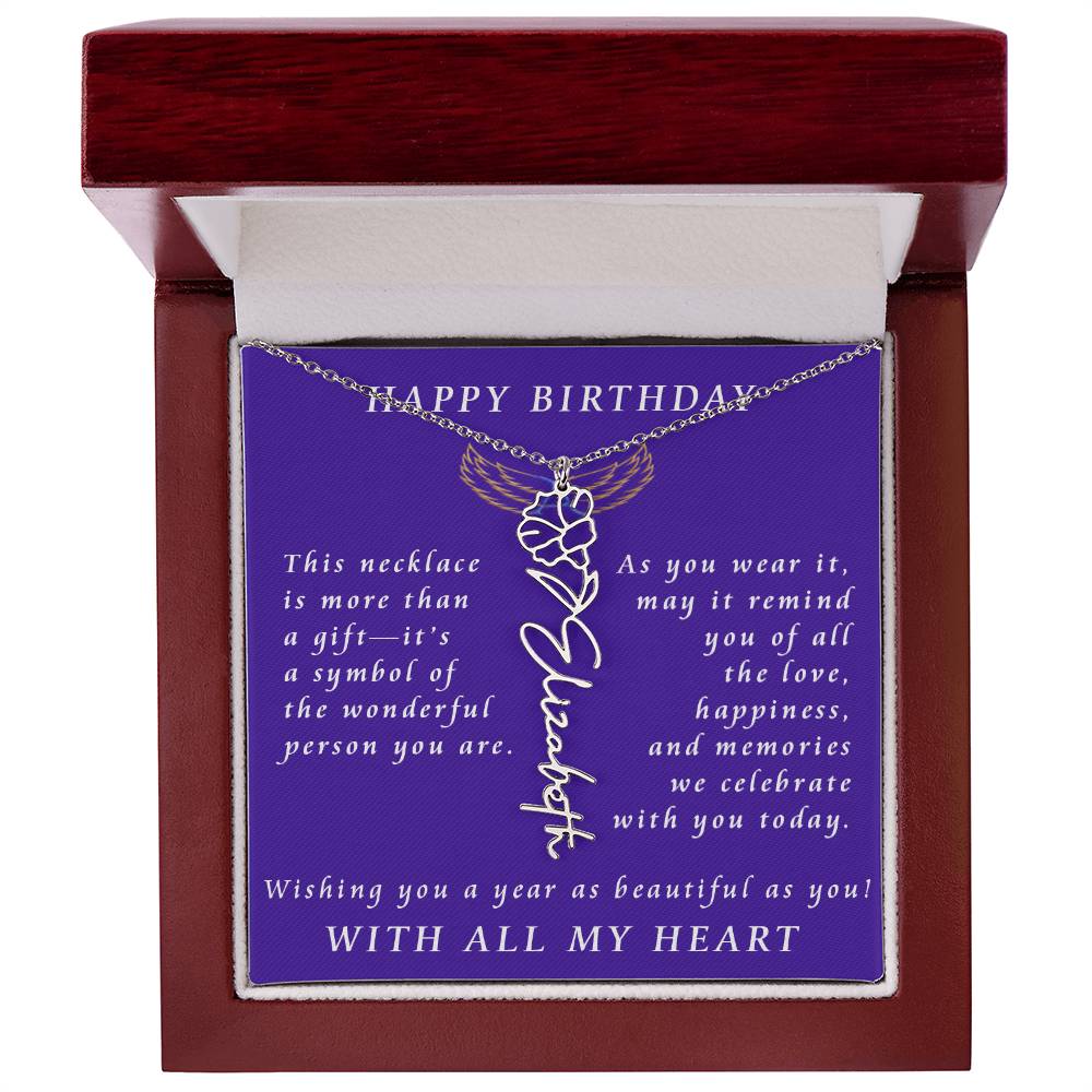 A Personalized Birthday Treasure Flower Name Necklace