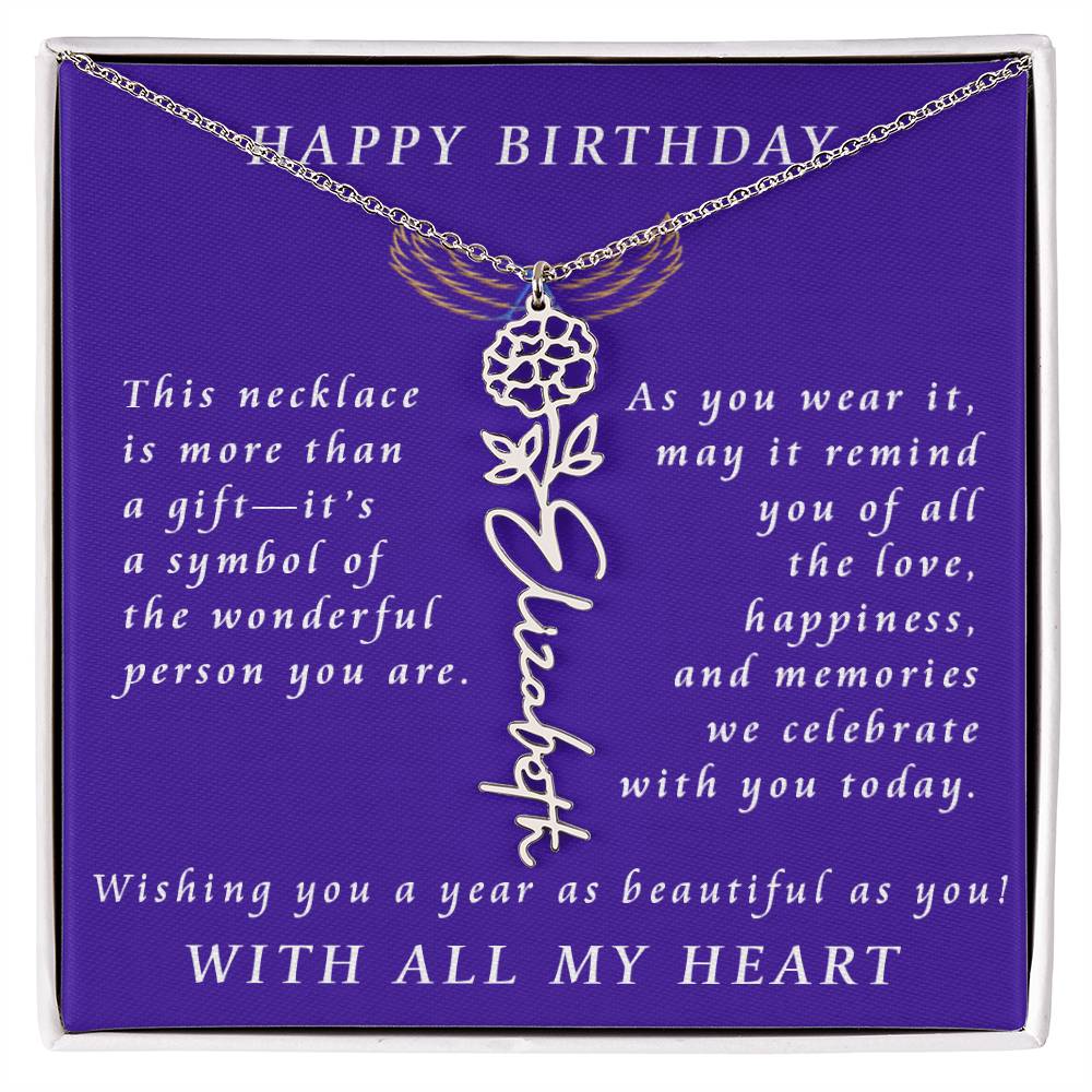 A Personalized Birthday Treasure Flower Name Necklace