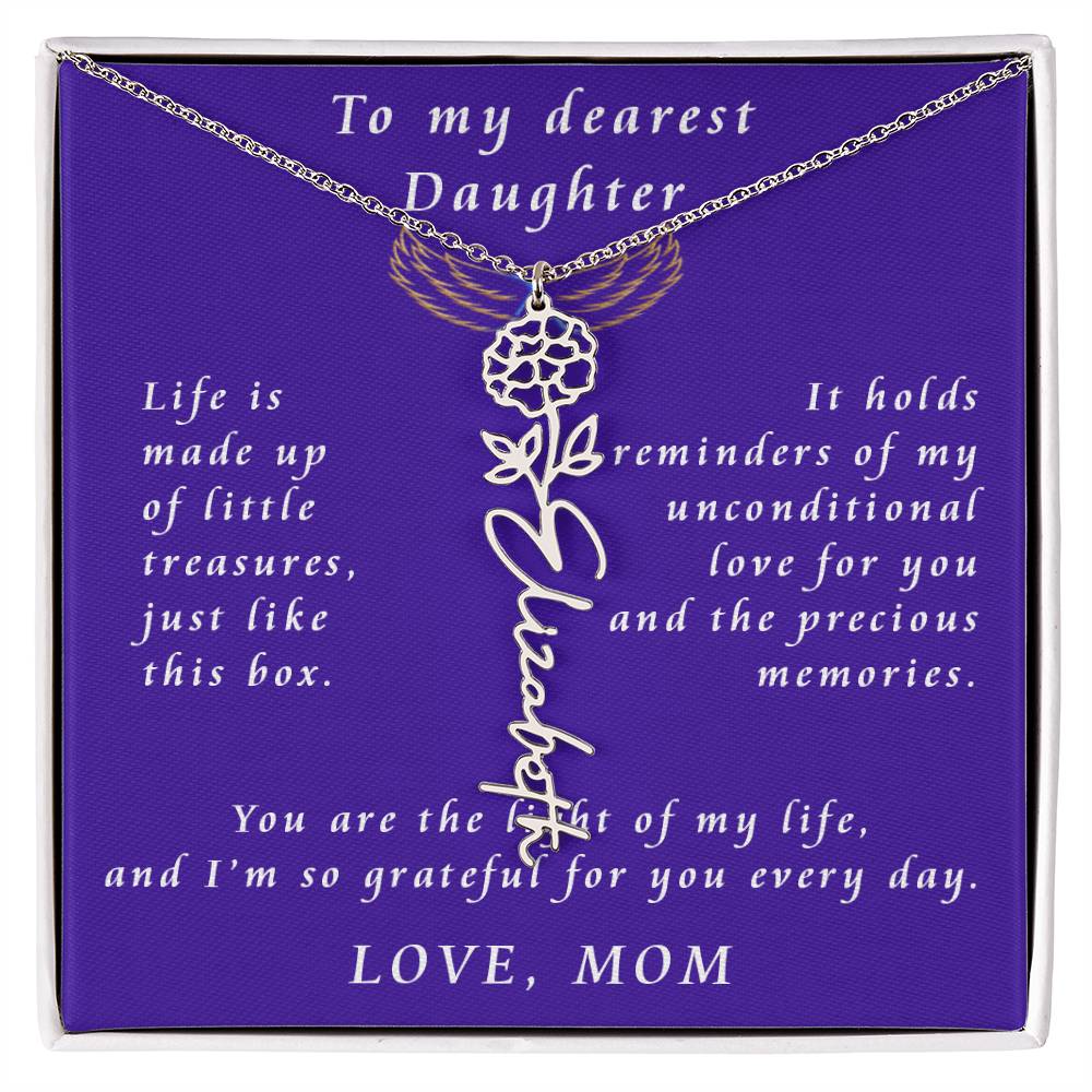 A Mother's Timeless Gift for Her Daughter Flower Name Necklace From Mother to Daughter