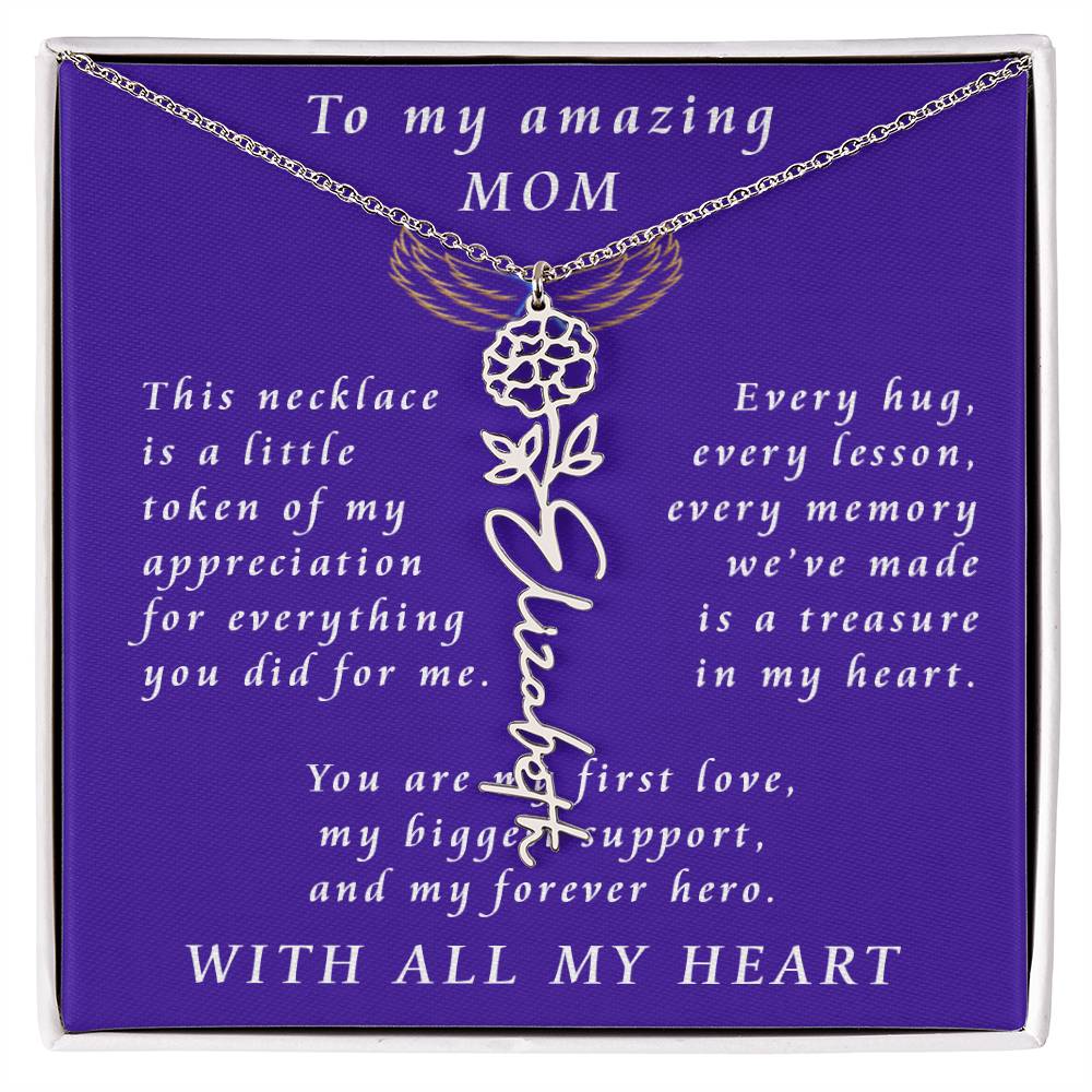 For Mother Birthday Flower Name Necklace