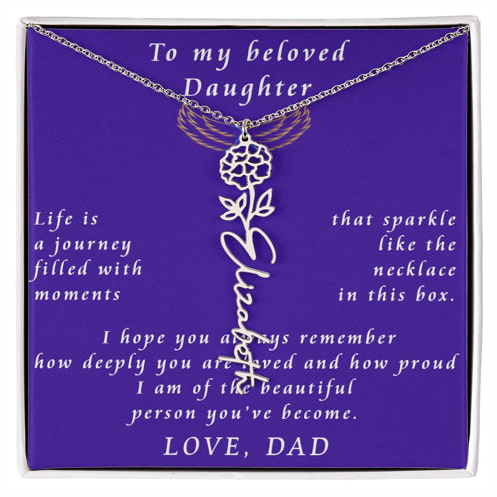 A Father's Timeless Love for His Daughter Flower Name Necklace From Father to Daughter