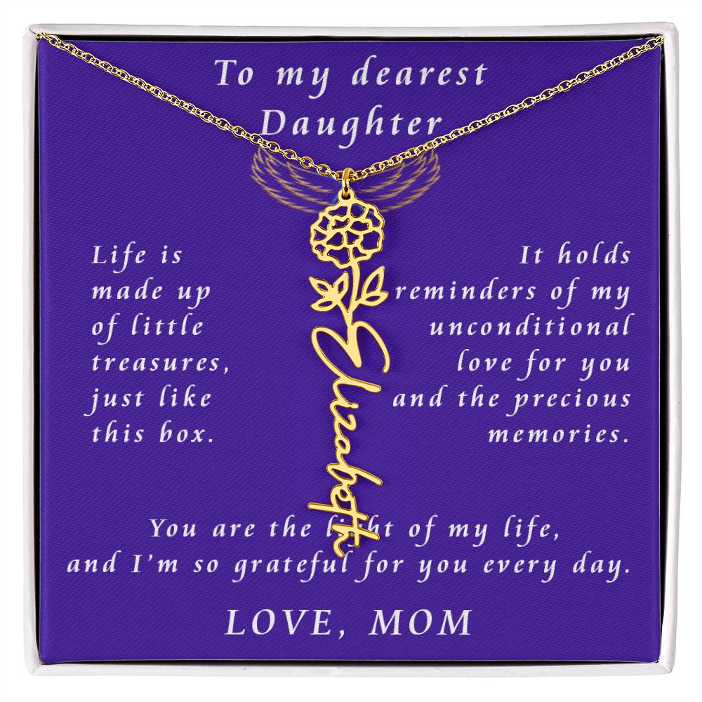 A Mother's Timeless Gift for Her Daughter Flower Name Necklace From Mother to Daughter