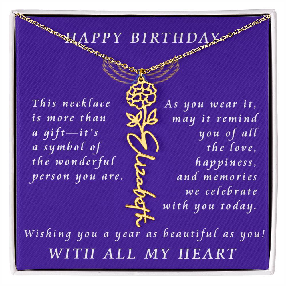 A Personalized Birthday Treasure Flower Name Necklace
