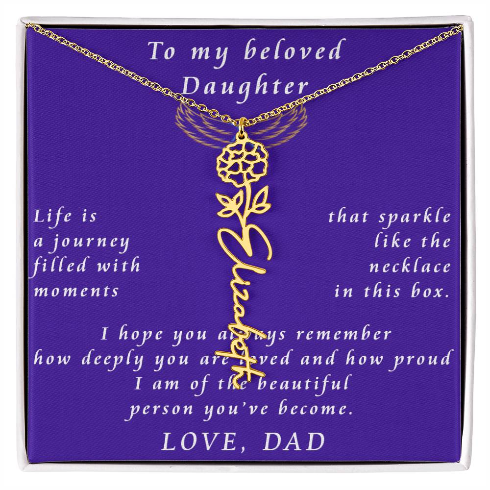 A Father's Timeless Love for His Daughter Flower Name Necklace From Father to Daughter