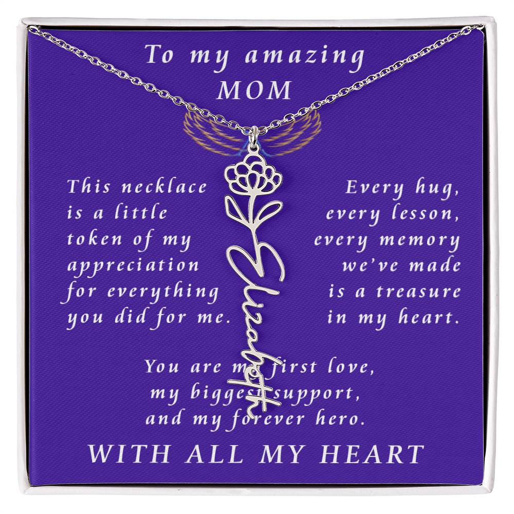 For Mother Birthday Flower Name Necklace