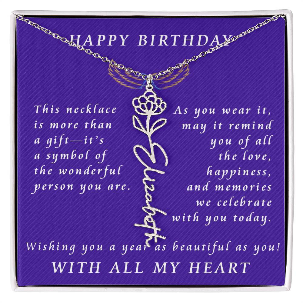 A Personalized Birthday Treasure Flower Name Necklace