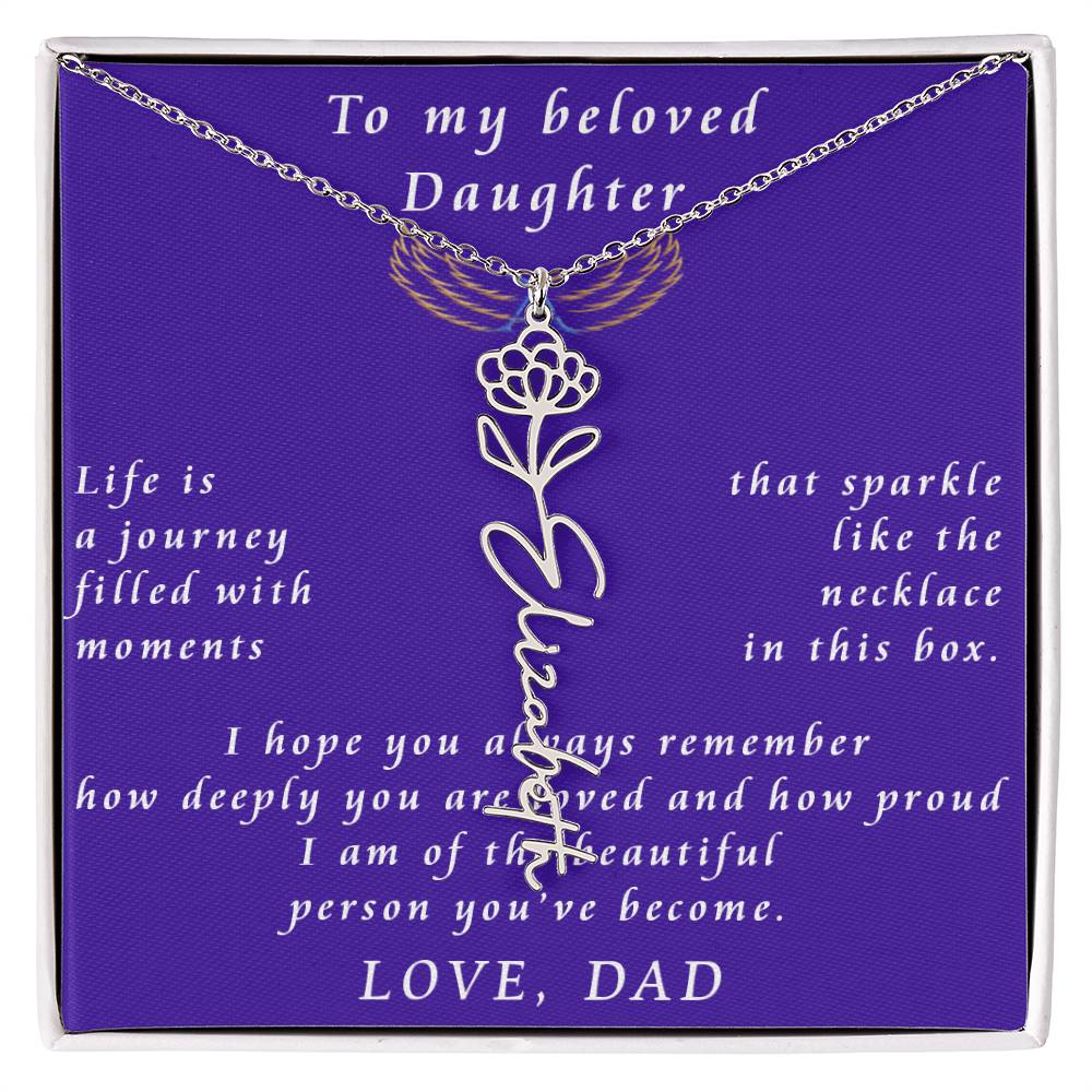 A Father's Timeless Love for His Daughter Flower Name Necklace From Father to Daughter