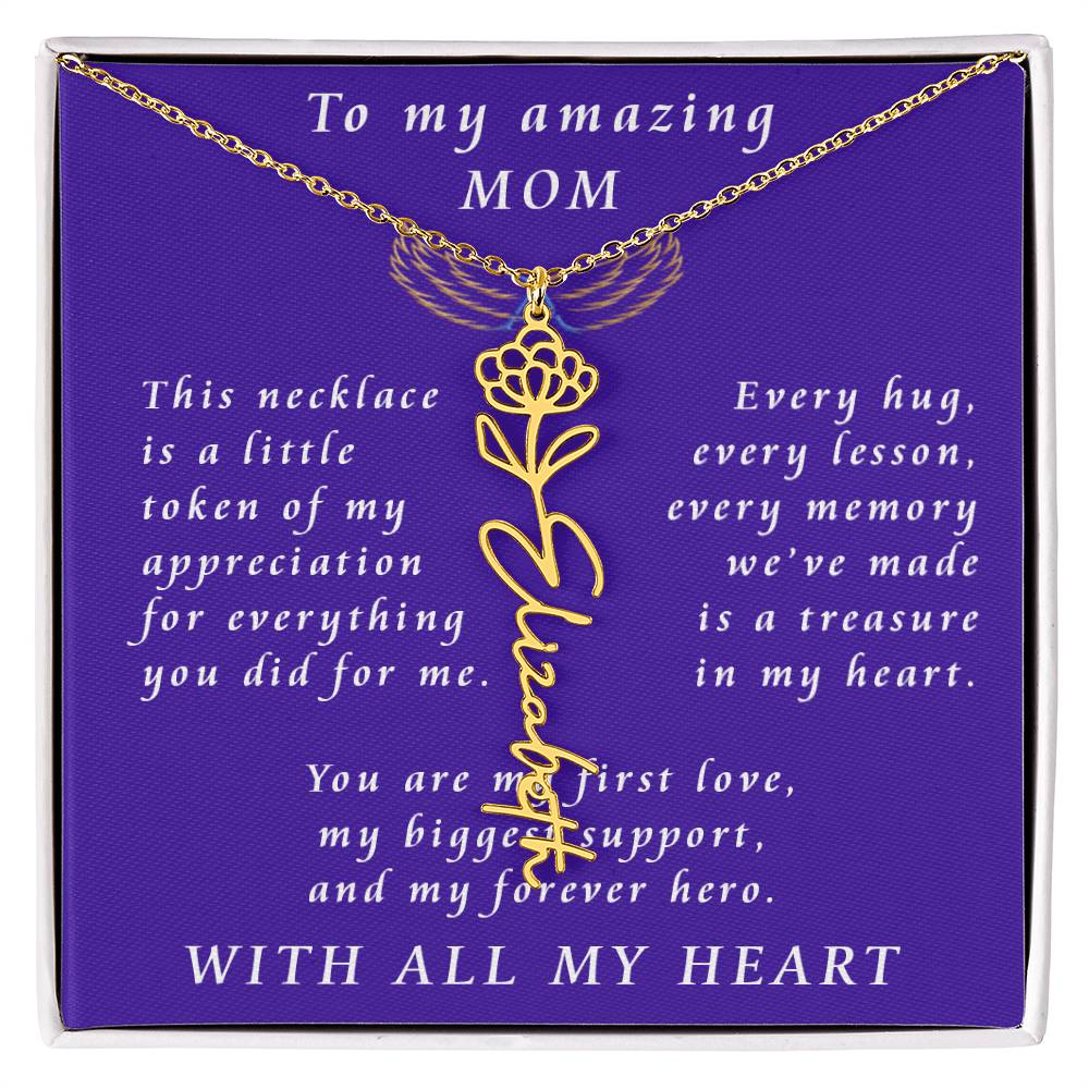 For Mother Birthday Flower Name Necklace