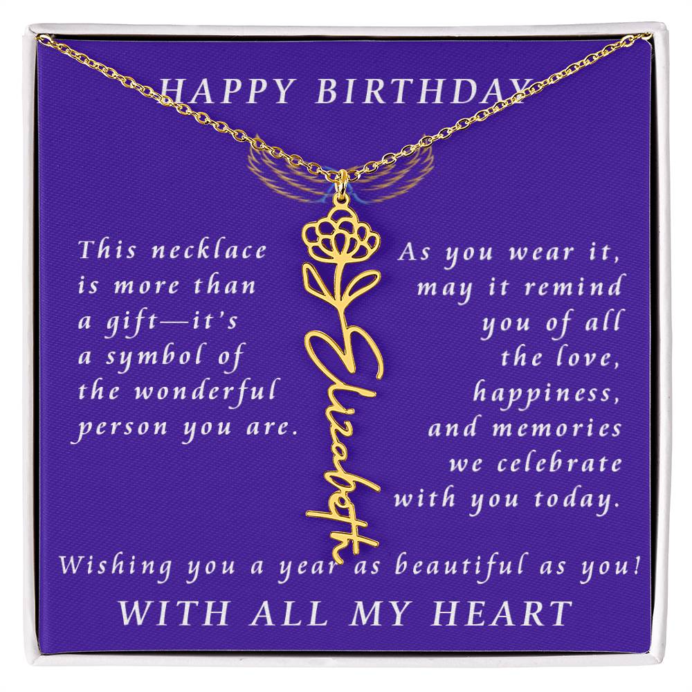 A Personalized Birthday Treasure Flower Name Necklace