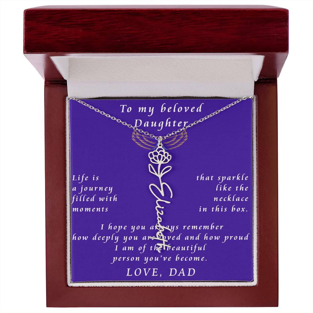 A Father's Timeless Love for His Daughter Flower Name Necklace From Father to Daughter