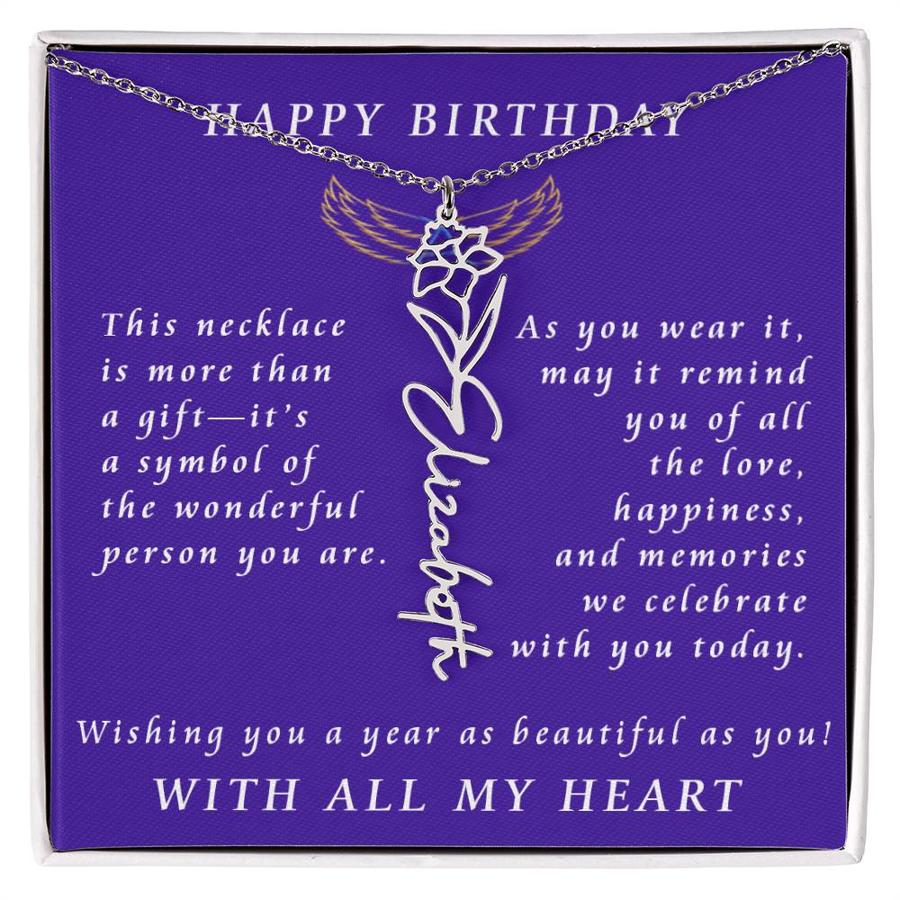 A Personalized Birthday Treasure Flower Name Necklace