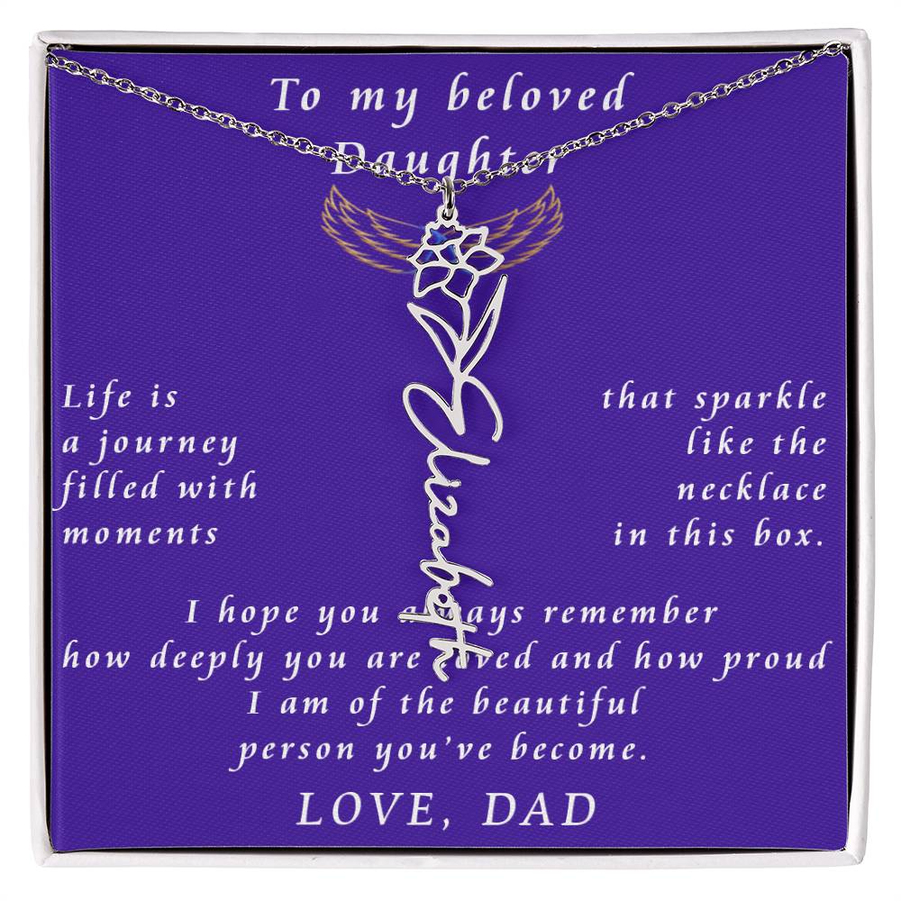 A Father's Timeless Love for His Daughter Flower Name Necklace From Father to Daughter