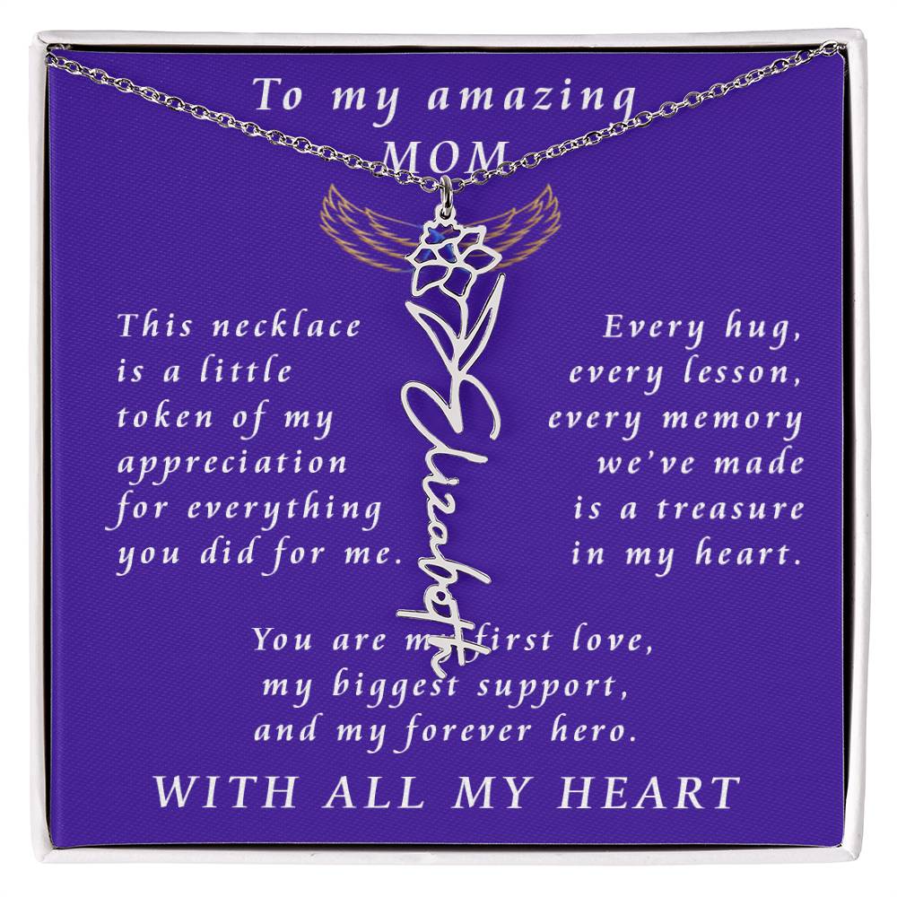 For Mother Birthday Flower Name Necklace