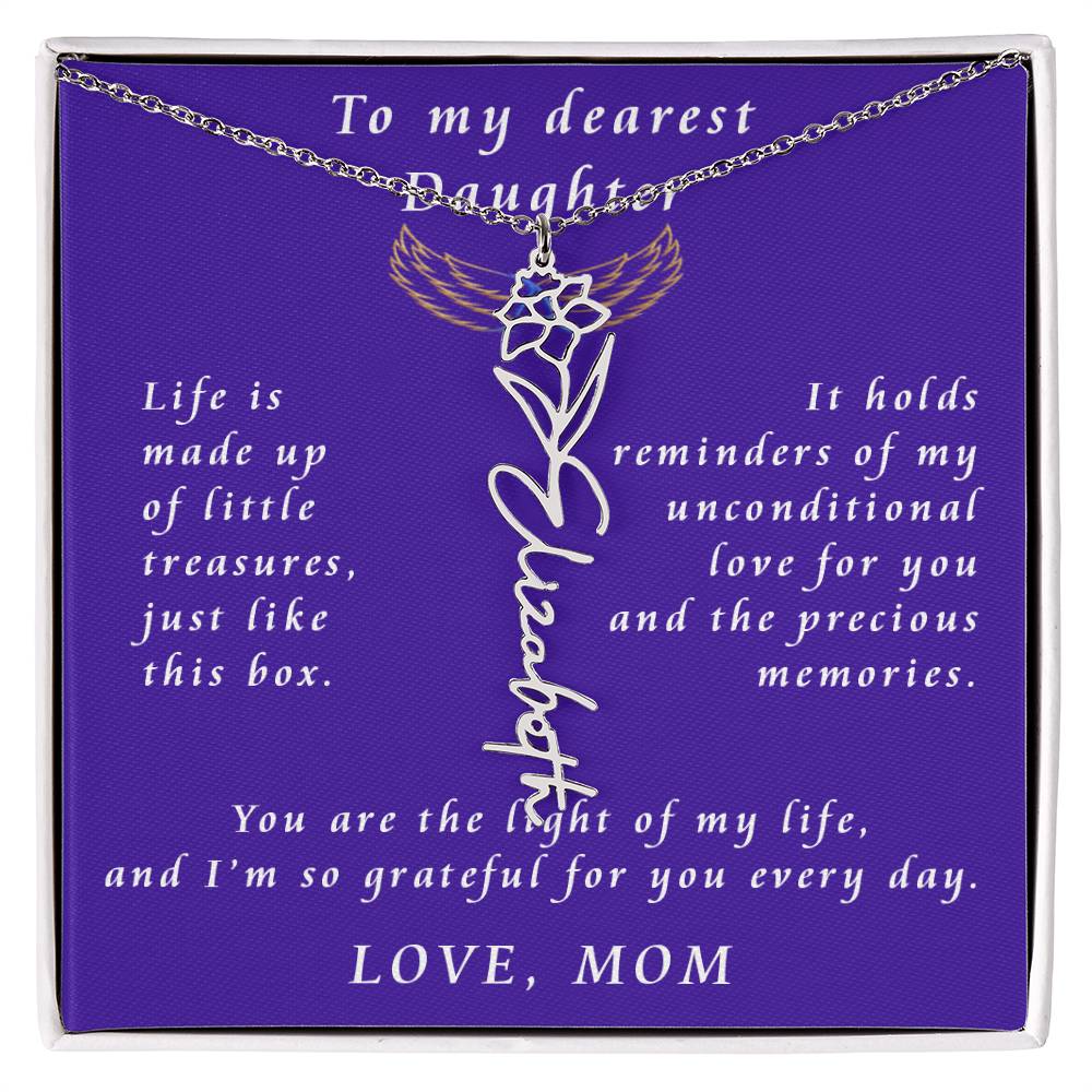 A Mother's Timeless Gift for Her Daughter Flower Name Necklace From Mother to Daughter