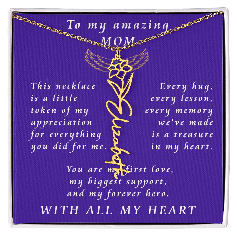 For Mother Birthday Flower Name Necklace