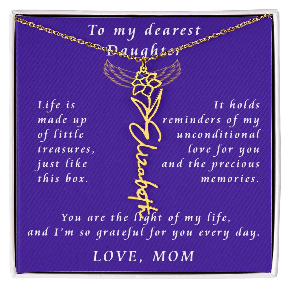 A Mother's Timeless Gift for Her Daughter Flower Name Necklace From Mother to Daughter